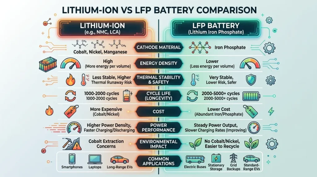 Lithium-ion vs LFP Battery